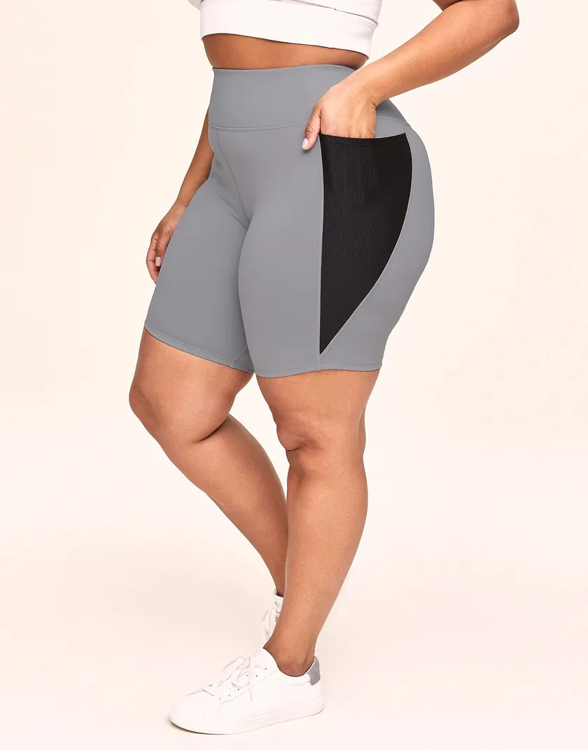 Bailey Brushed Biker Short Gray Plus activewear bundle Model 2