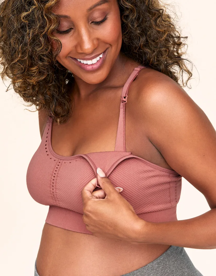 Athena Nursing Bra Medium Pink activewear bundle Model 2