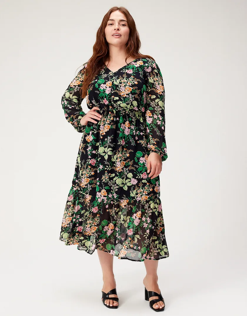 Kristen Dress Black Floral Plus dresses bundle Model 1