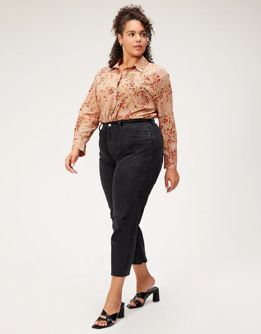 Lela Shirt Floral Beige Plus shirts & blouses bundle Model 5