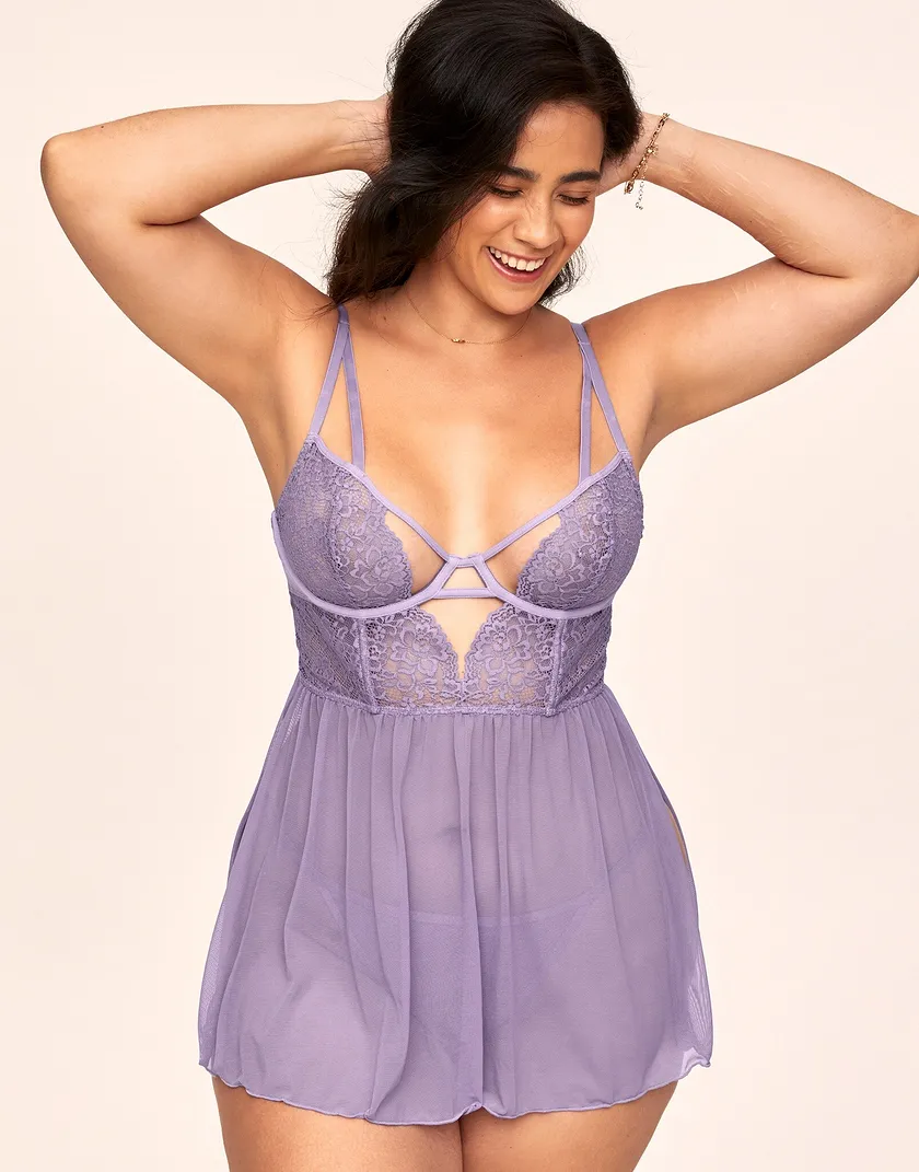 Rae Dark Purple Plus Unlined lingerie bundle Model 2