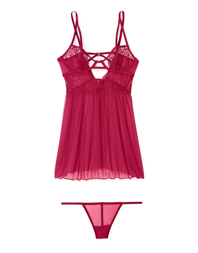 Rae Dark Red Unlined lingerie bundle Still 3