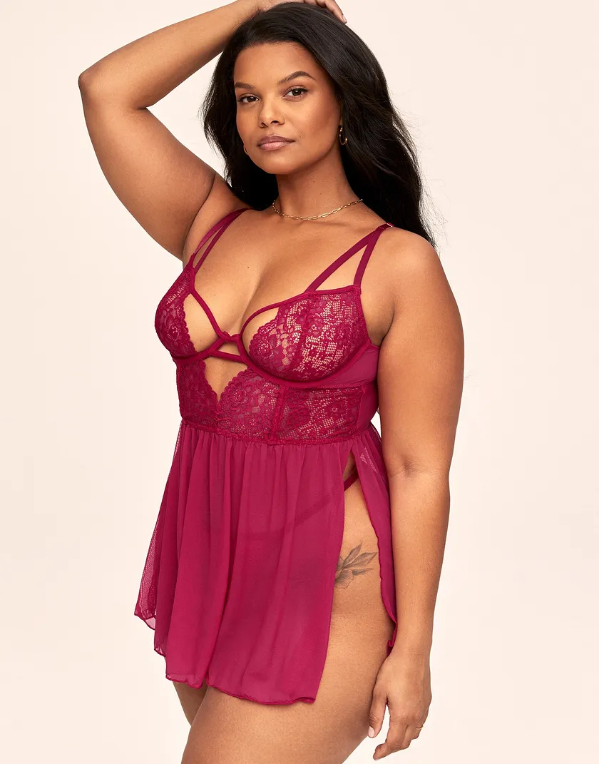 Rae Dark Red Plus Unlined lingerie bundle Model 2