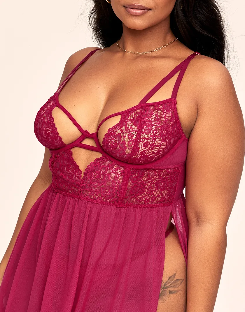 Rae Dark Red Plus Unlined lingerie bundle Model 5