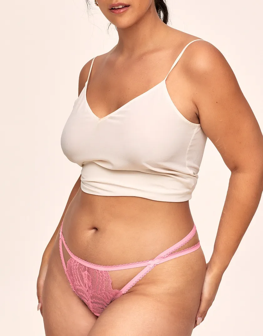 Enette G-String Medium Pink Plus panty bundle Model 1
