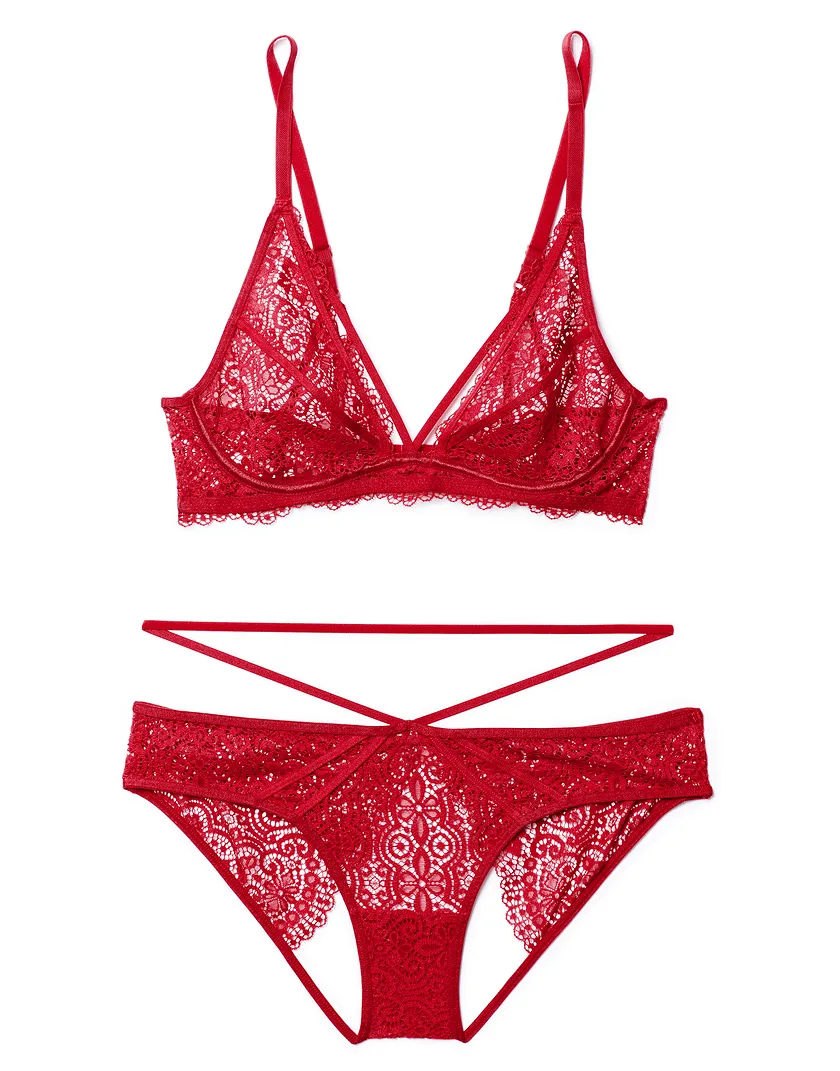 Jenni Dark Red Plus Unlined bra and panty bundle Still 3