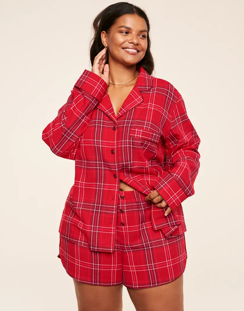 Cecelia Plaid Red Plus sleepwear bundle Model 1