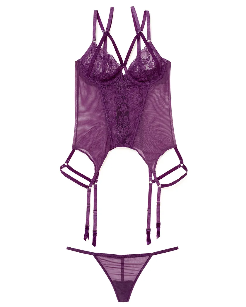 Veronique Dark Purple Unlined corset bundle Still 3