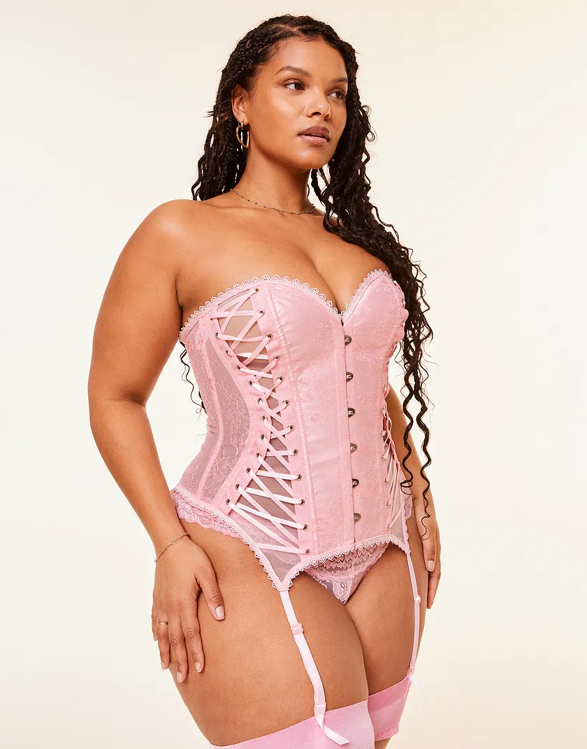 Aurora Light Pink Plus Unlined corset bundle Model 2