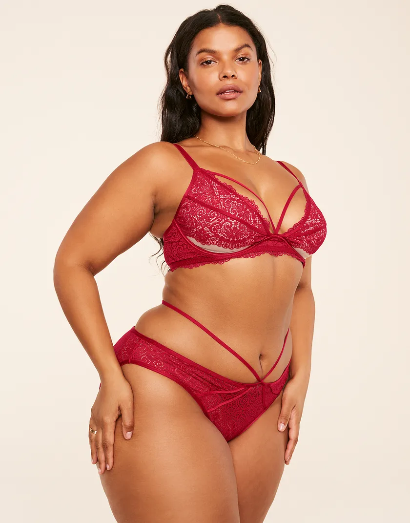 Jenni Dark Red 2 Plus Unlined bra bundle Model 2