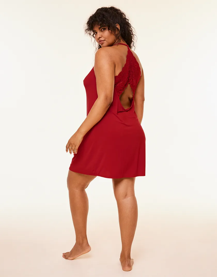 Jacqueline Dark Red Plus sleepwear bundle Model 2