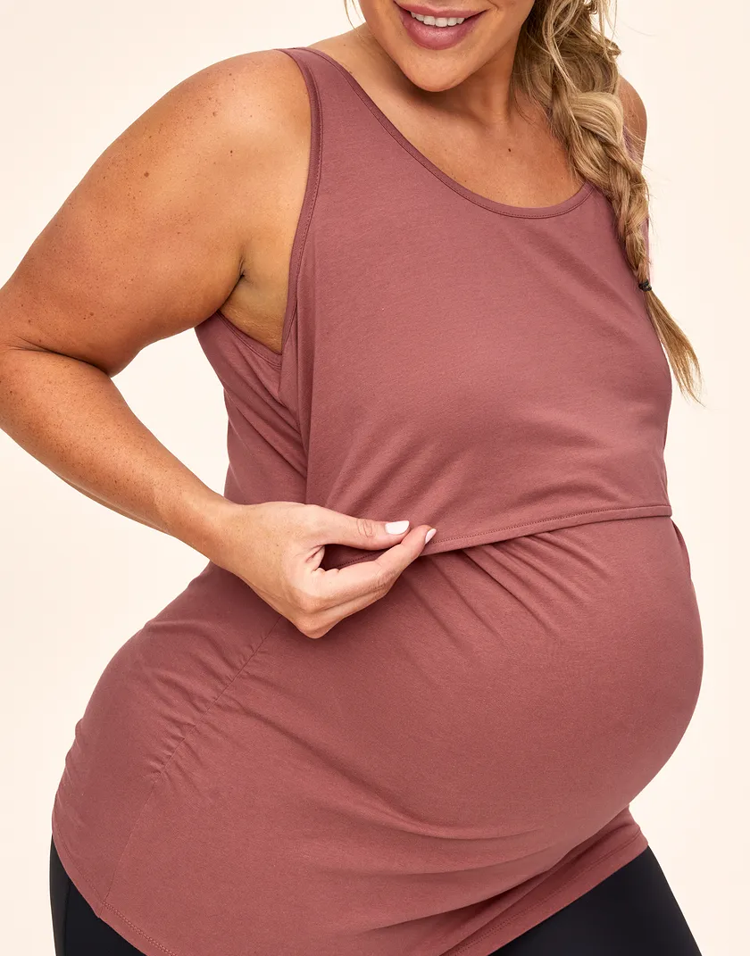Anytime Nursing Tank Dark Pink Plus athleisure bundle Model 5