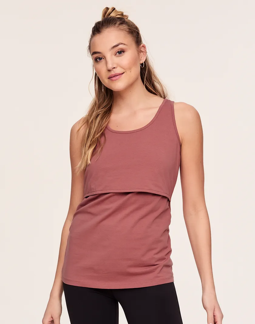 Anytime Nursing Tank Dark Pink athleisure bundle Model 4