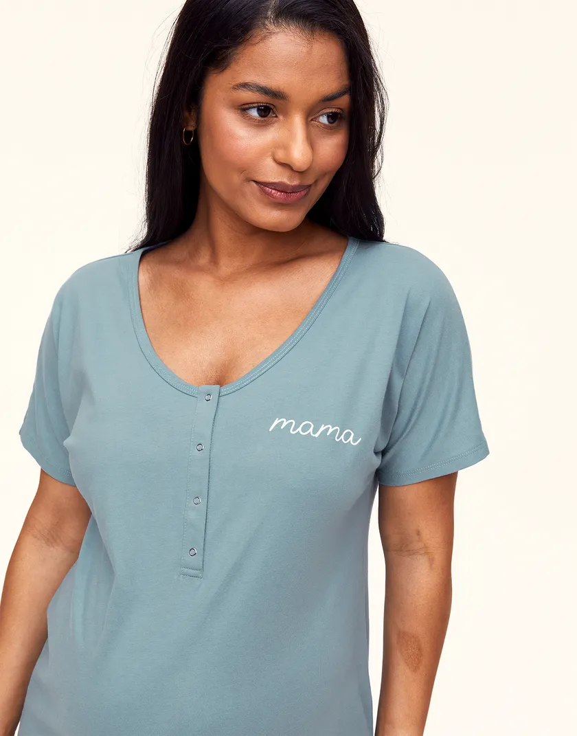 Mama Sleepshirt Medium Blue sleepwear bundle Model 2