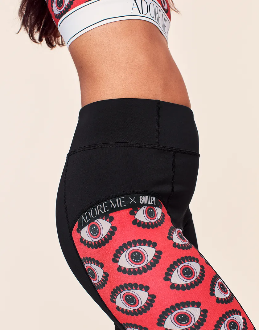 Adore Me x SMILEY Legging Convo Red activewear bundle Model 2