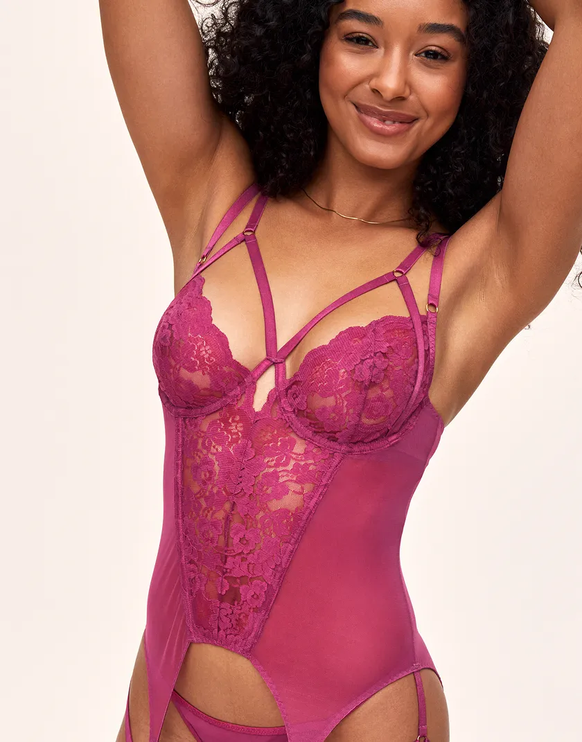 Veronique Dark Pink Unlined corset bundle Model 4