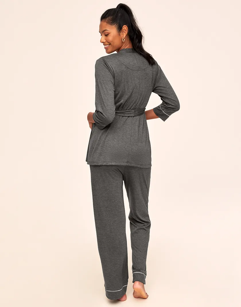 Lounge Chic PJ & Robe Set Gray sleepwear bundle Model 5