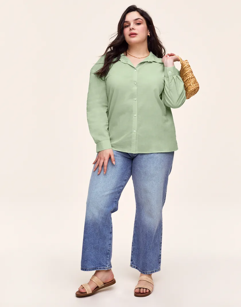 Sophia Shirt Medium Green Plus shirts & blouses bundle Model 5
