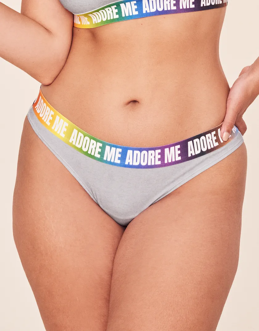 Adore Me PRIDE Bikini Gray Plus panty bundle Model 2