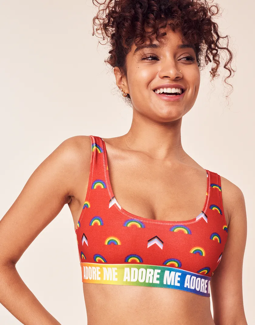 Adore Me PRIDE Bralette Convo Red Unlined bra bundle Model 1