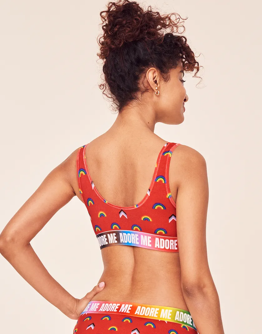 Adore Me PRIDE Bralette Convo Red Unlined bra bundle Model 4