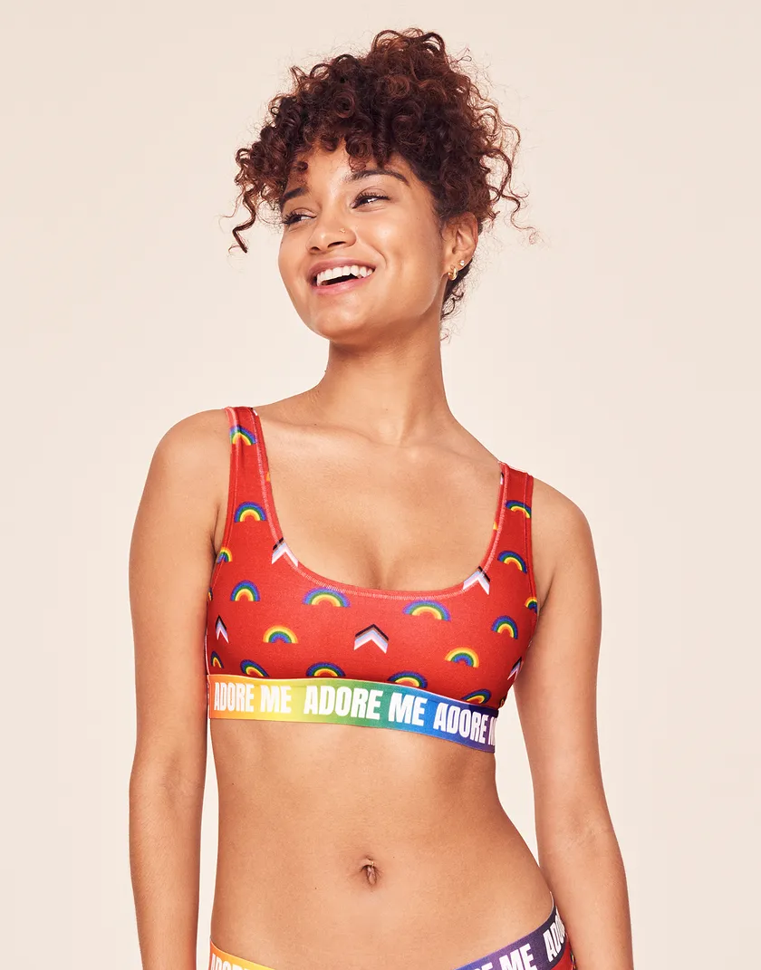 Adore Me PRIDE Bralette Convo Red Unlined bra bundle Model 6