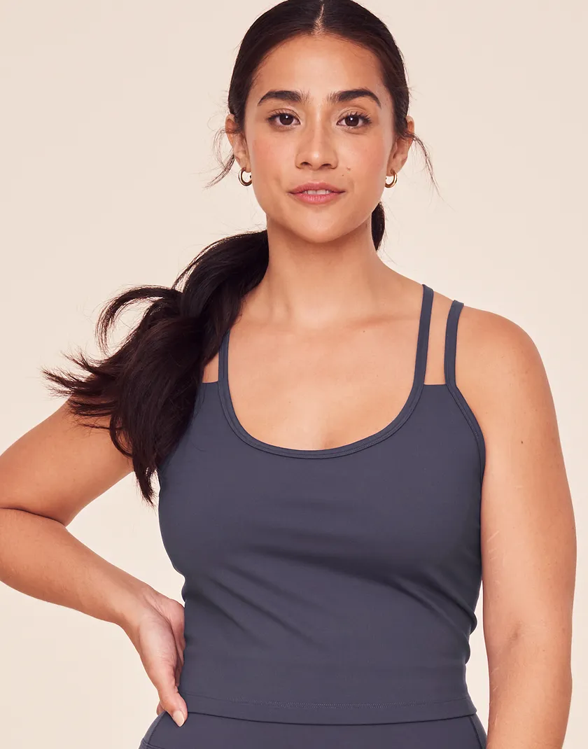 Cora Cozy Active Tank Dark Gray Plus activewear bundle Model 2