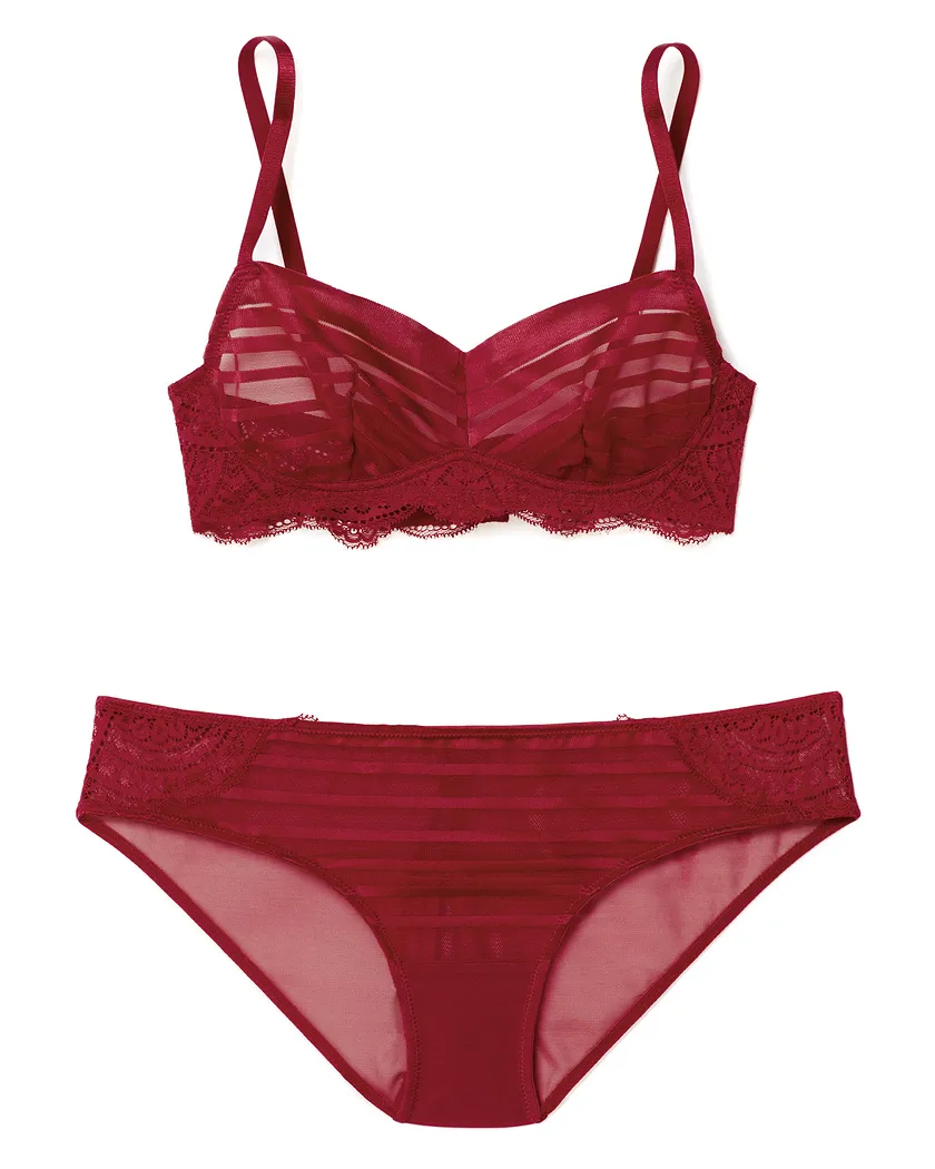 Nicolette Dark Red 2 Unlined bra bundle Still 3