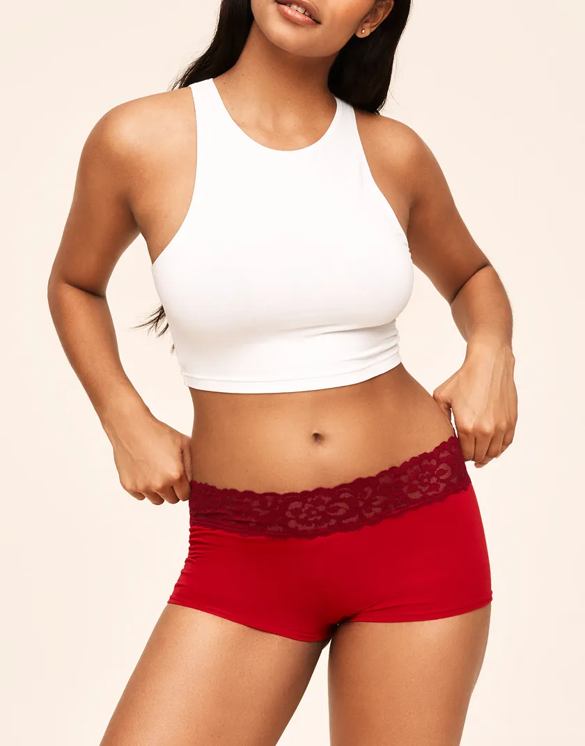 Leondra Shortie Dark Red panty bundle Model 4