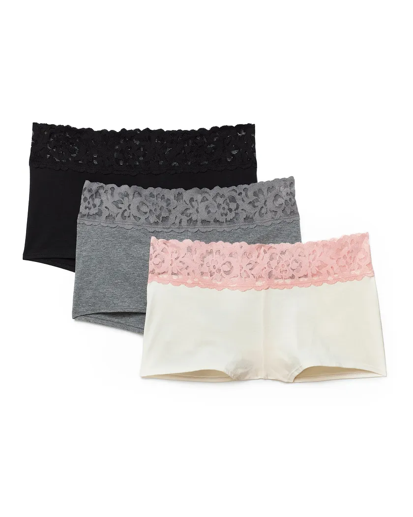 3-Pack Leondra Cotton Shortie Gray panty pack Still 2