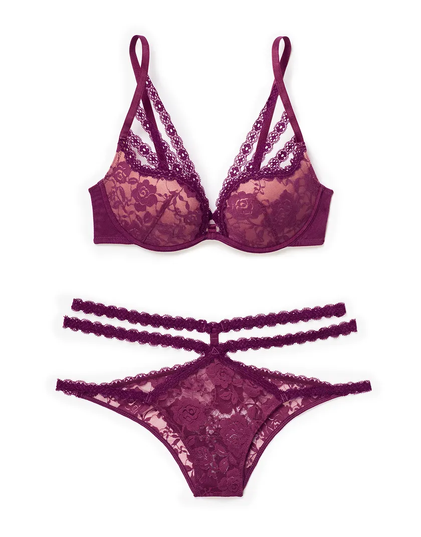 Marcia Dark Purple Push Up bra and panty bundle Still 2