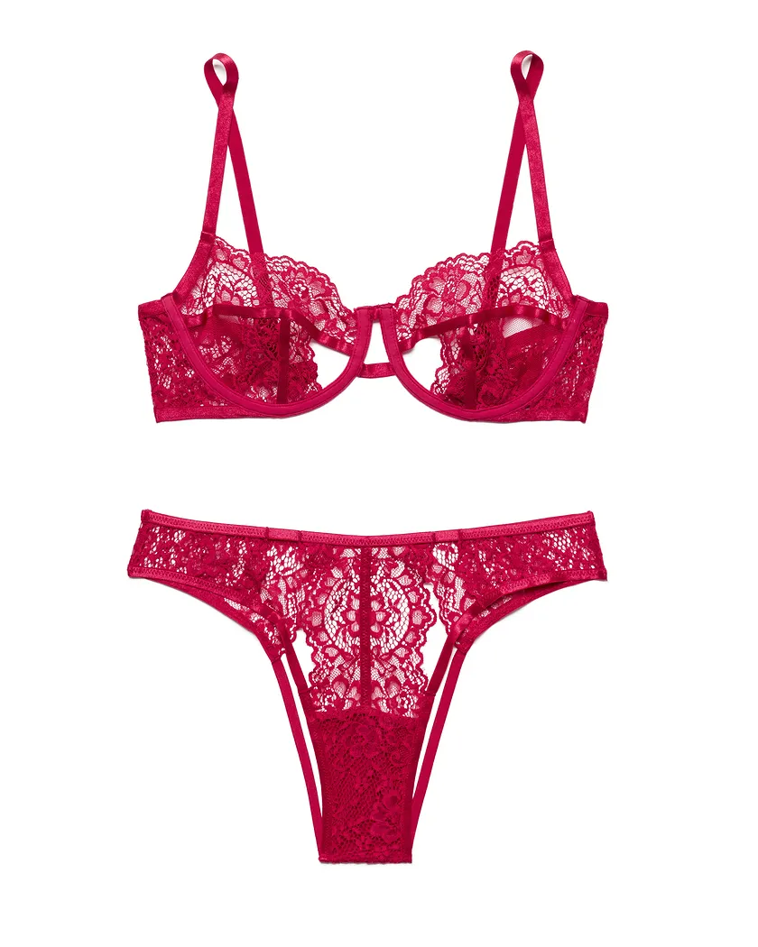 Lourdes Dark Red 2 Unlined bra bundle Still 3