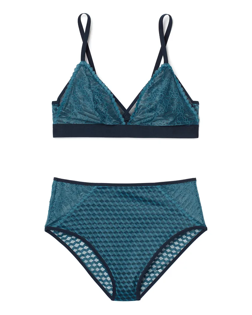 Pietra Dark Blue Unlined bra and panty bundle Still 5