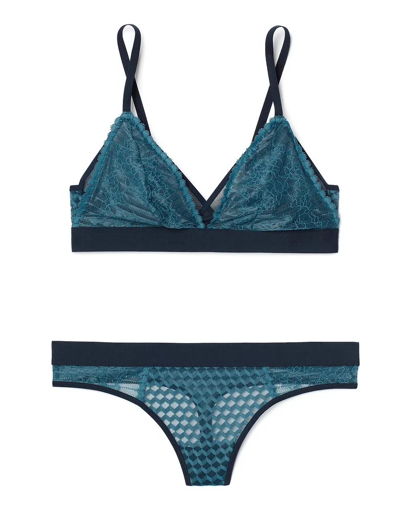 Pietra Dark Blue Unlined bra and panty bundle Still 3