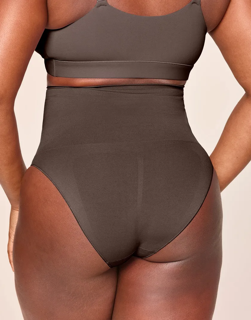 Hayley High Waisted Dark Brown Plus panty bundle Model 1