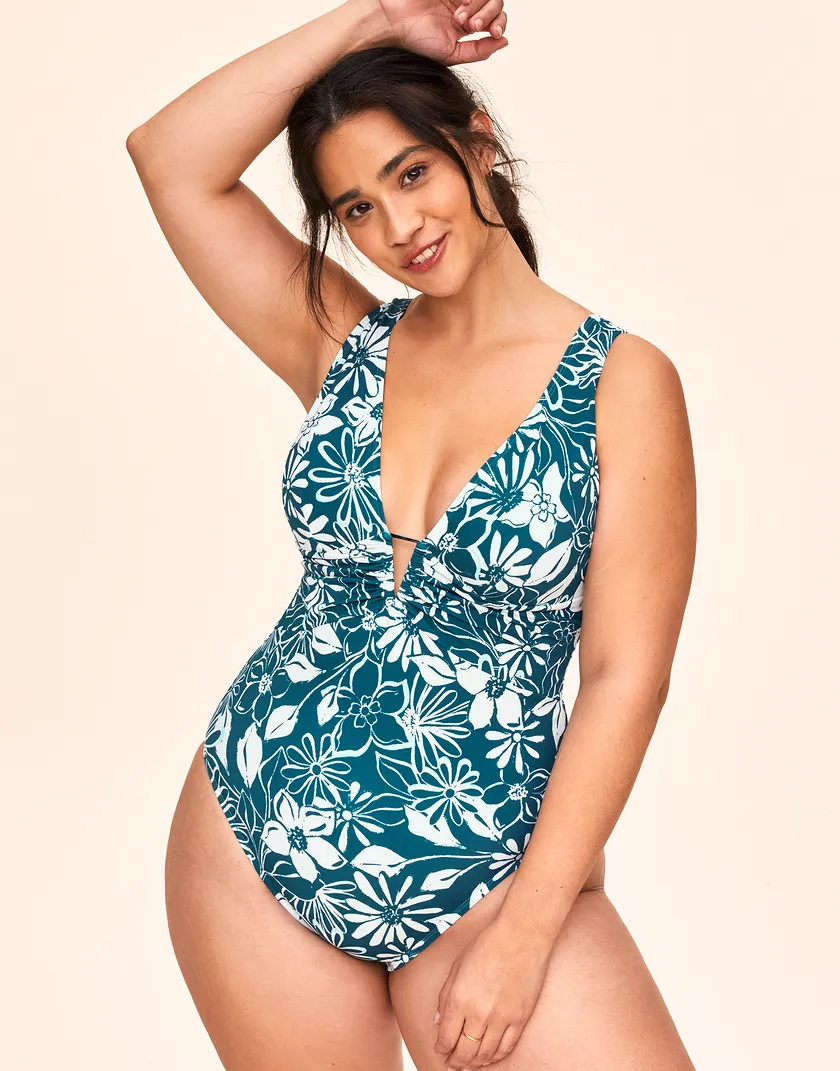 Andria Floral Blue 2 Plus Lightly Lined swimwear bundle Model 1
