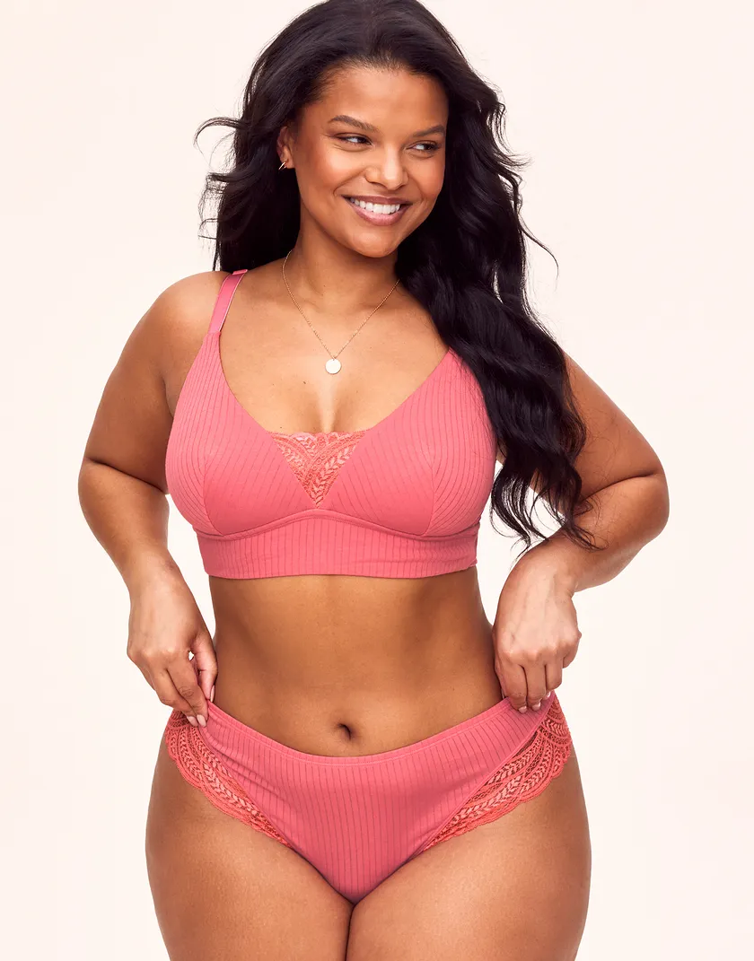 Floretta Medium Pink Plus Unlined bra and panty bundle Model 1