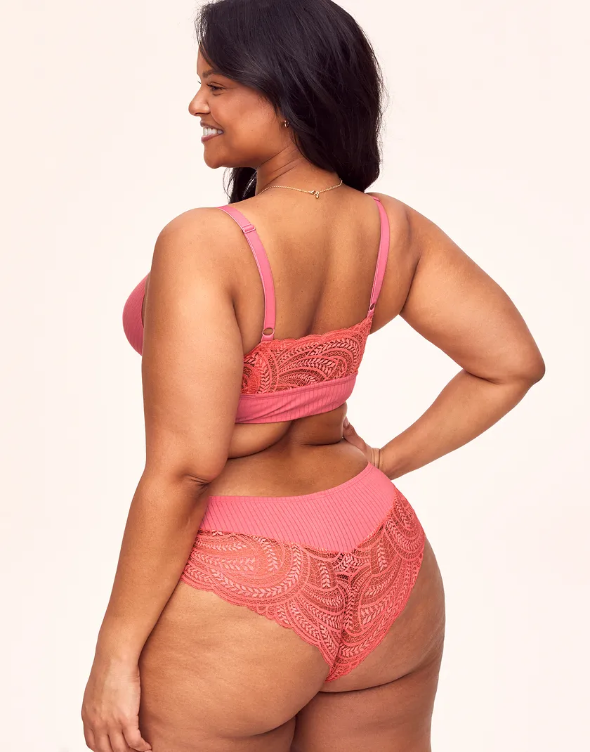Floretta Medium Pink Plus Unlined bra and panty bundle Model 4