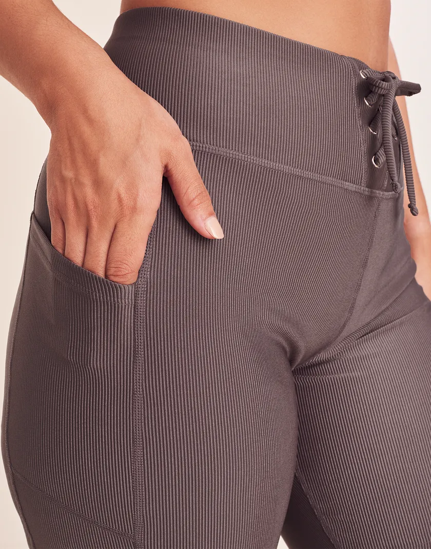Remy Rib Lace-Up Biker Short Gray Plus activewear bundle Model 5