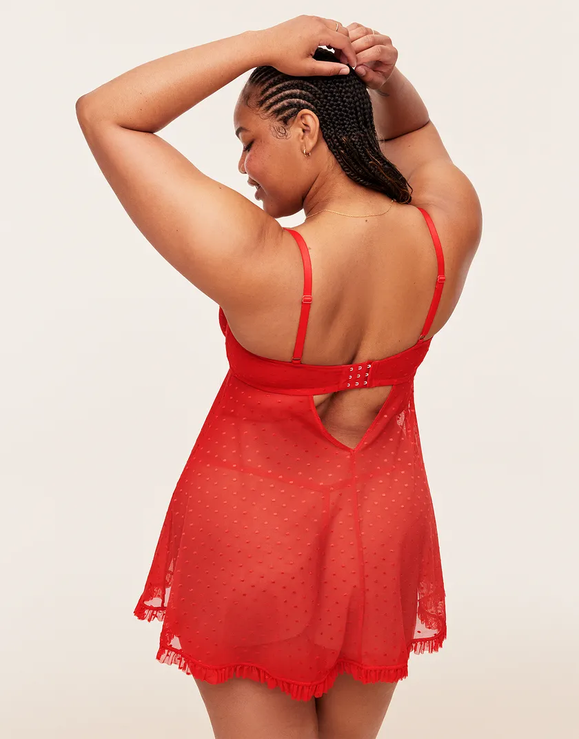 Aubrey Dark Red Plus Unlined lingerie bundle Model 6