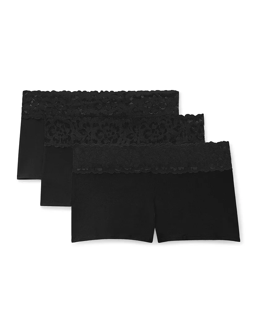 3-Pack Leondra Cotton Shortie Black 2 Plus panty pack Still 2