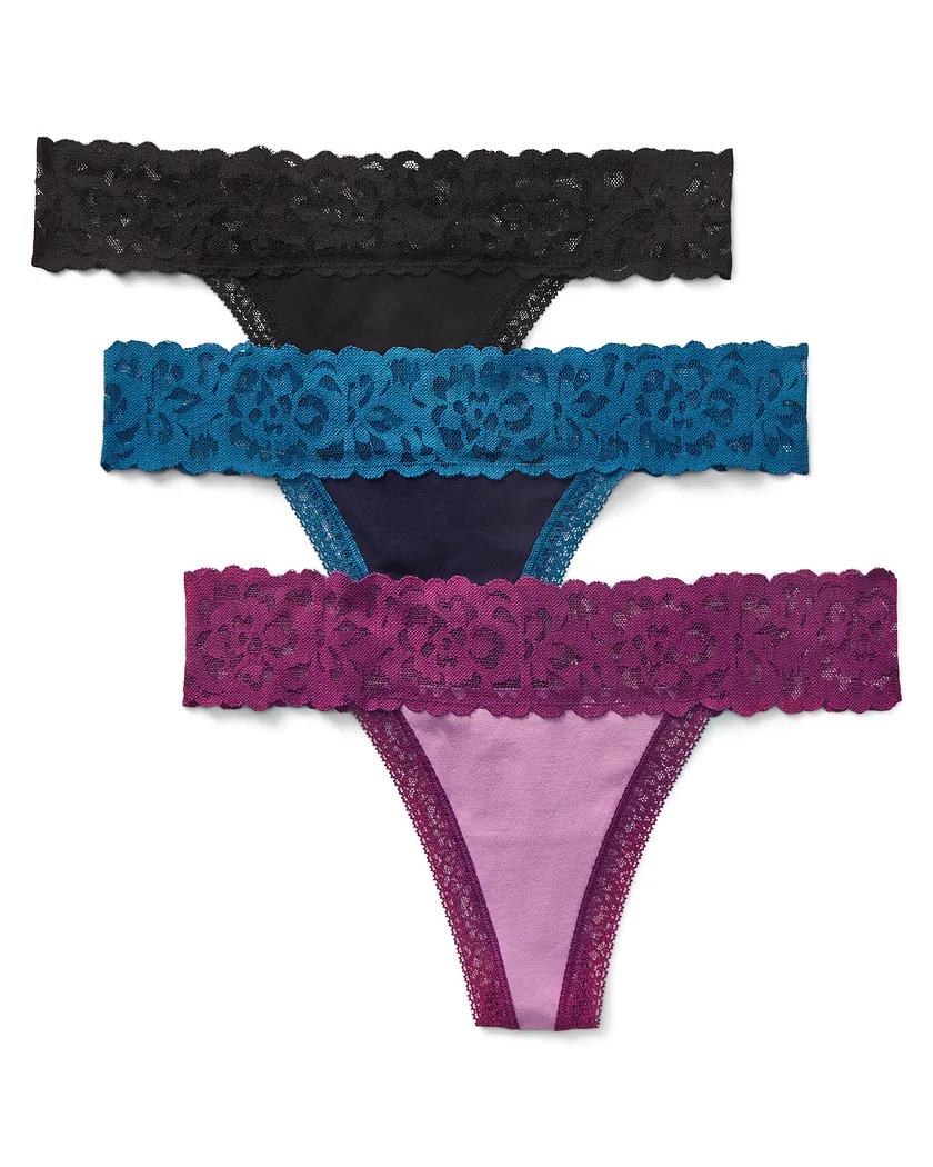 3-Pack Kourtney Cotton Thong Black Plus panty pack Still 2