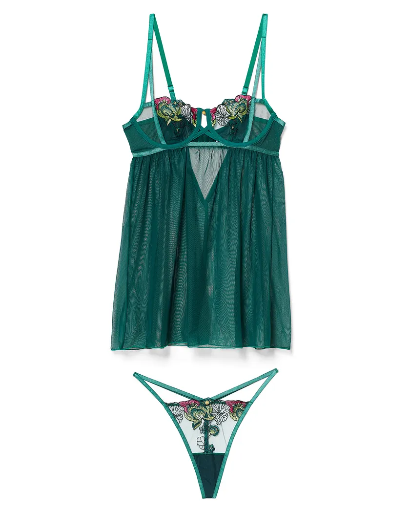 Delilah Floral Green 2 Unlined lingerie bundle Still 4