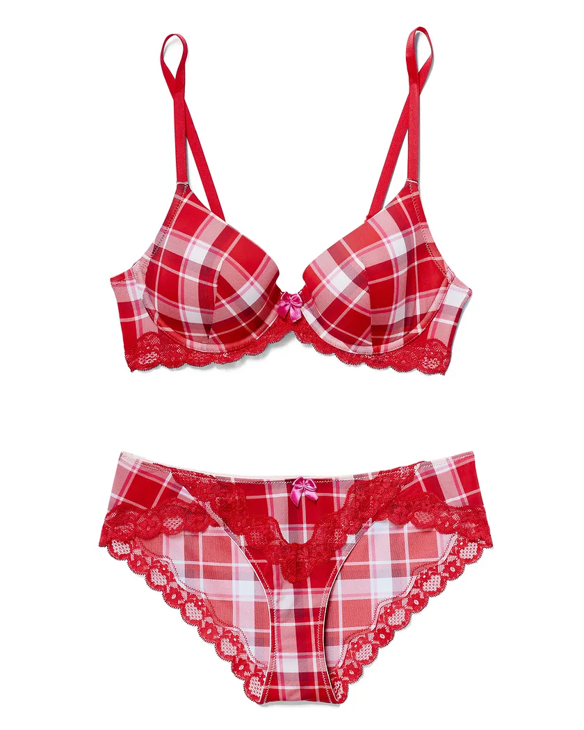 Kati Plaid Red 10 Contour bra bundle Still 3