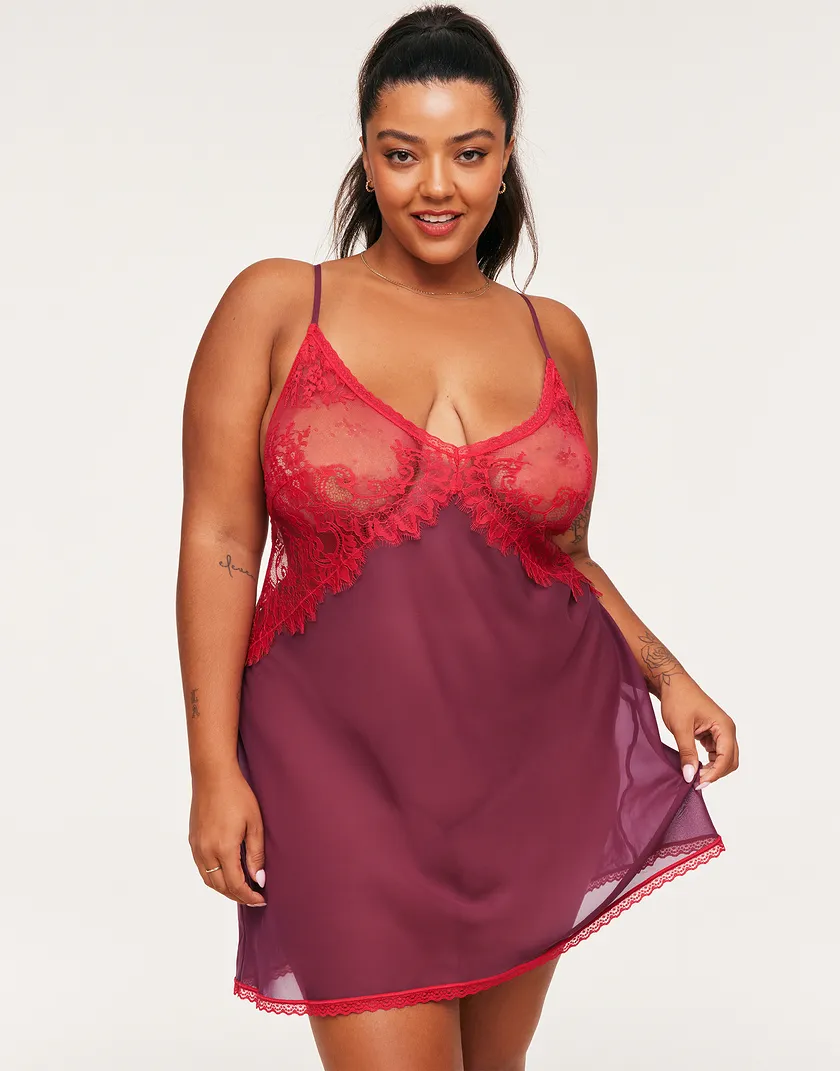 Raquel Dark Red Plus Unlined lingerie bundle Model 2