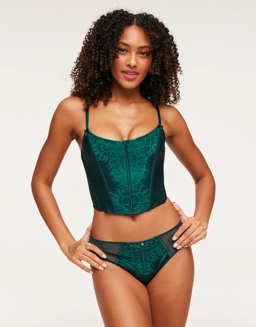 Genevieve Dark Green Unlined corset bundle Model 4