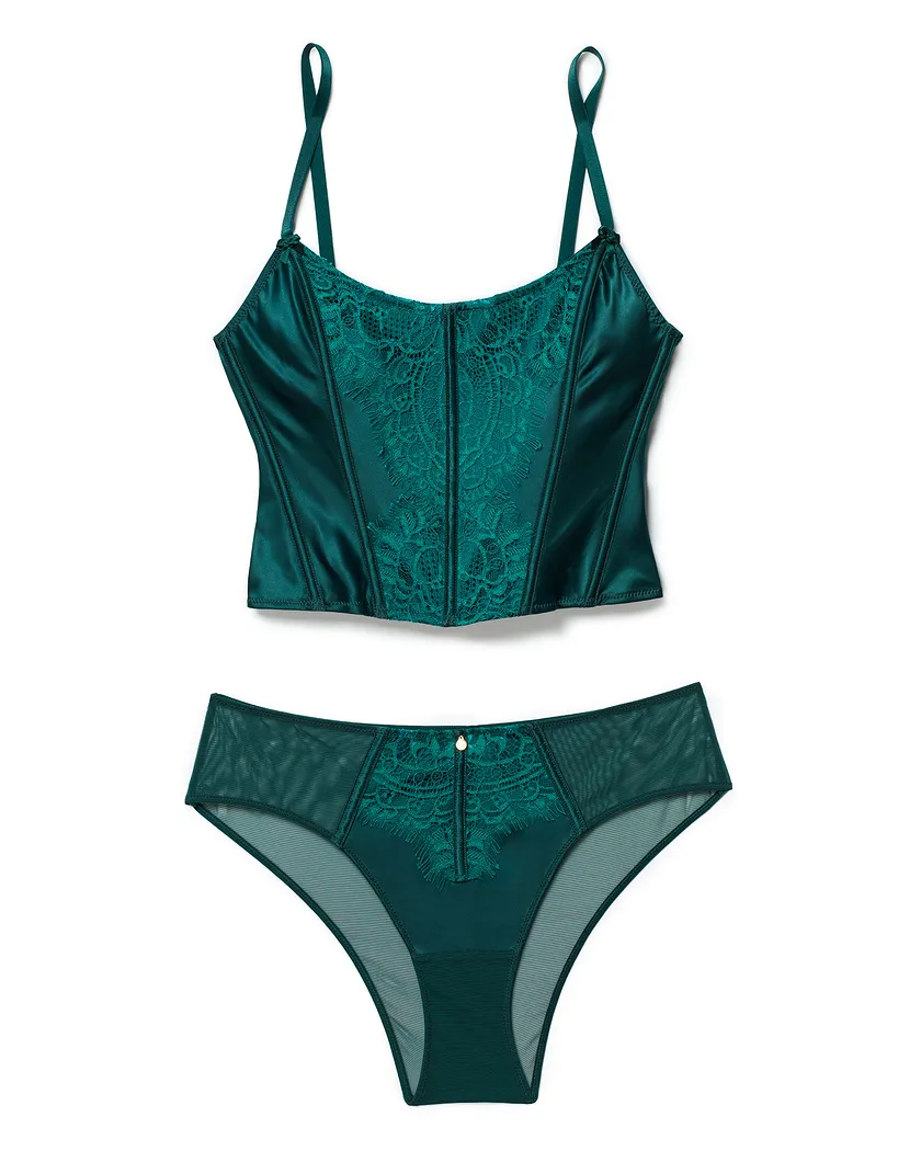 Genevieve Dark Green Unlined corset bundle Still 3