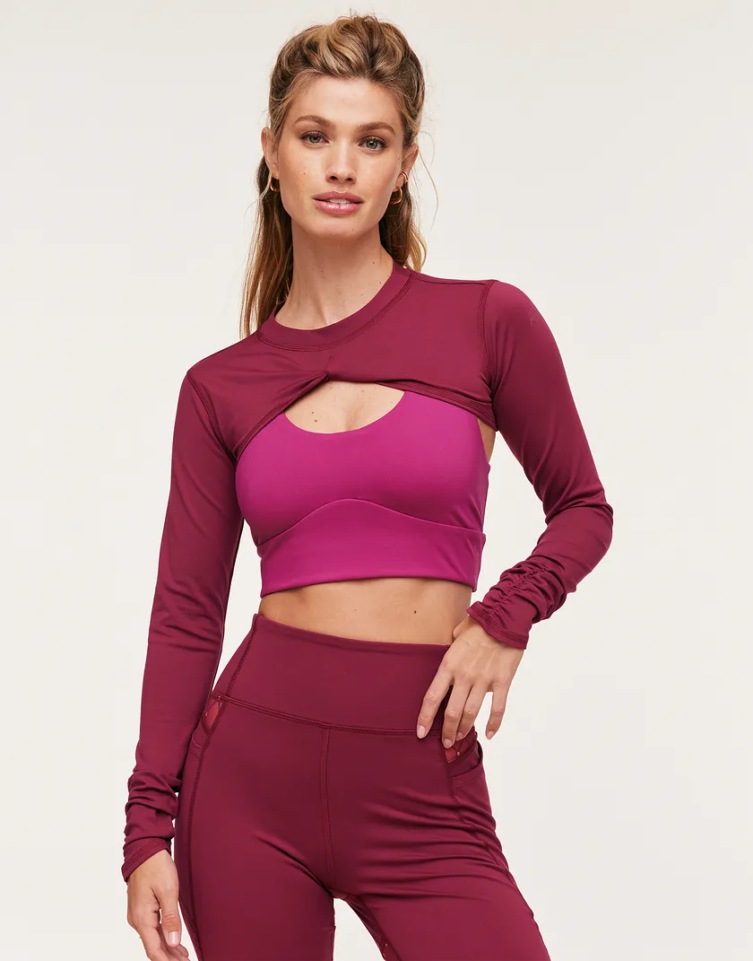 Lotus Active Shrug Dark Red activewear bundle Model 4