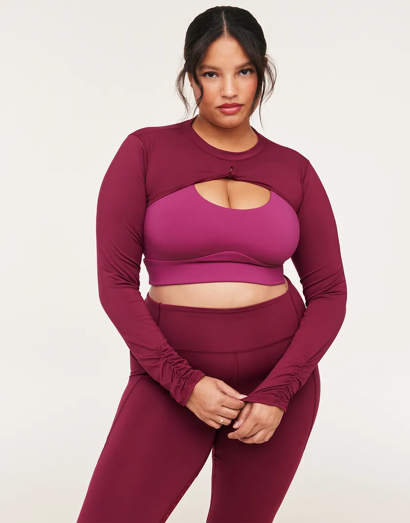Lotus Active Shrug Dark Red Plus activewear bundle Model 5