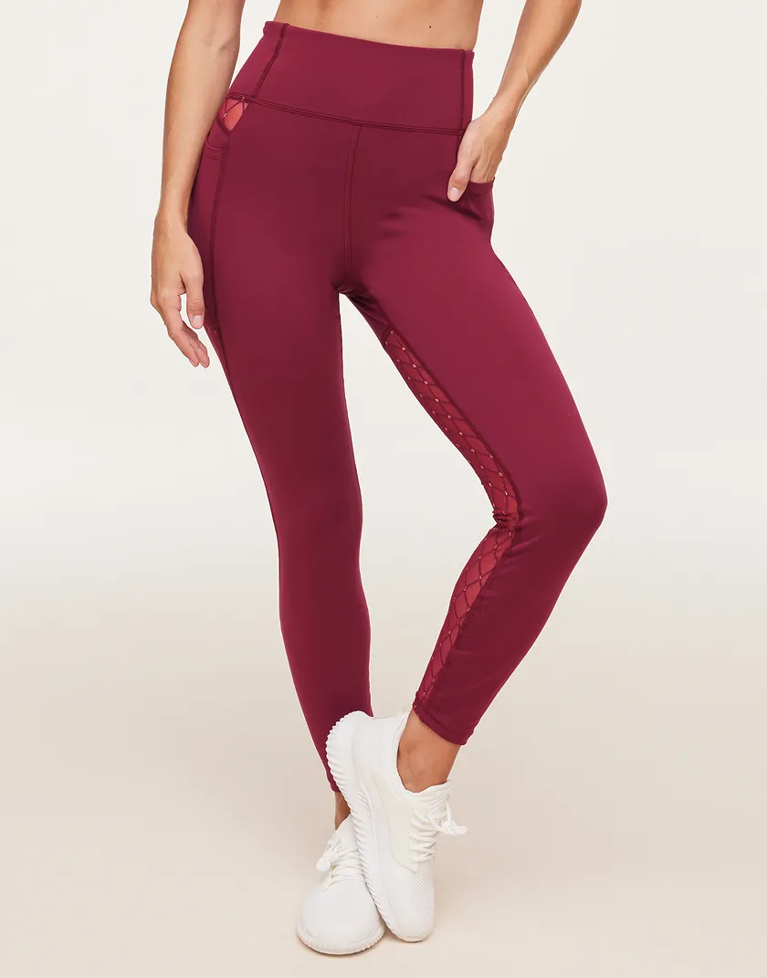 Lotus Novelty Mesh Legging Dark Red activewear bundle Model 6